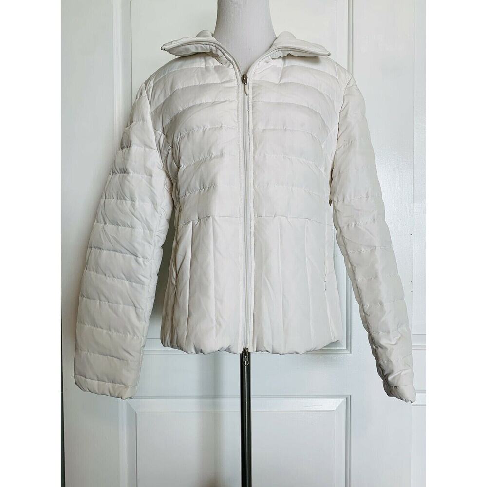 KENNETH COLE Reaction Winter White Coat Quilted Down Puffer Jacket EUC XL